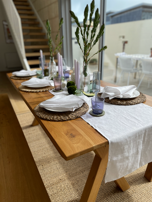 Alabaster Linen Table Runner