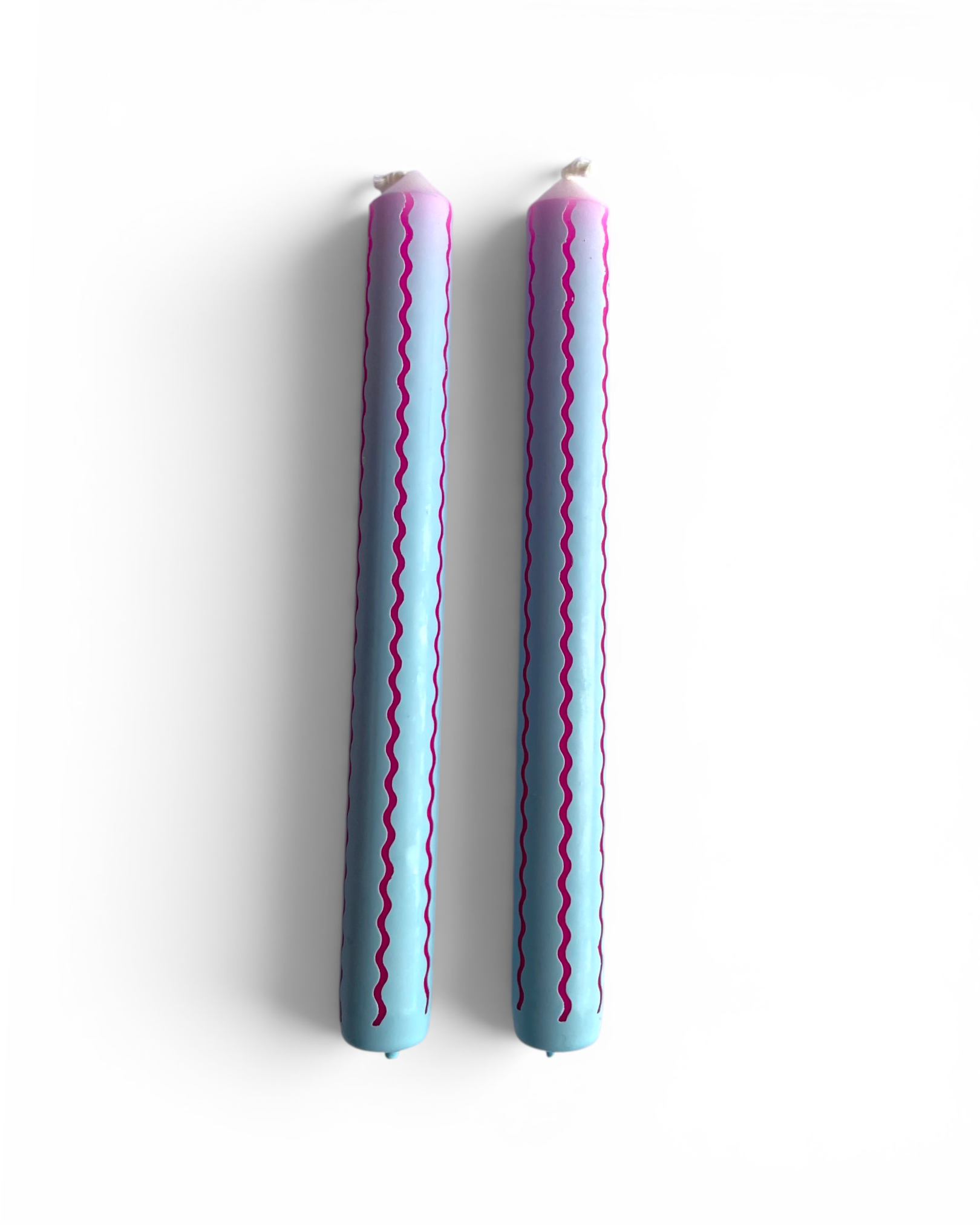 Neon Wiggle Dinner Candle — Pink & Blue