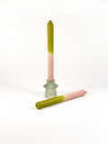 Pink and Chartreuse Dip Dye Candles