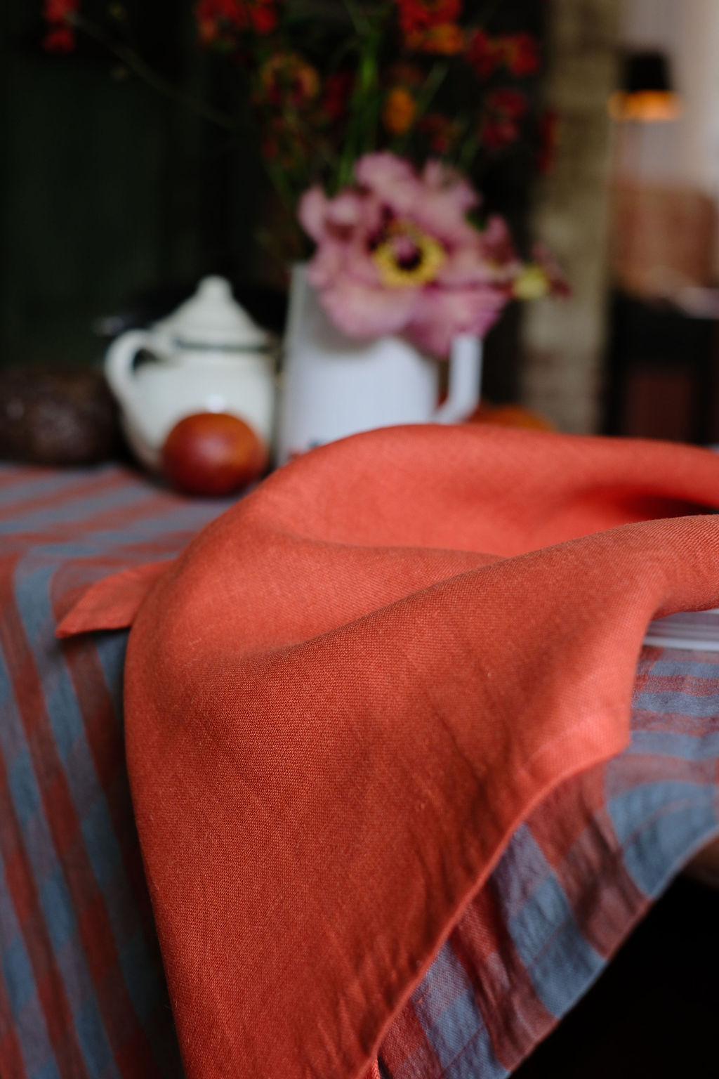 Spanish Orange Plain Linen Napkins