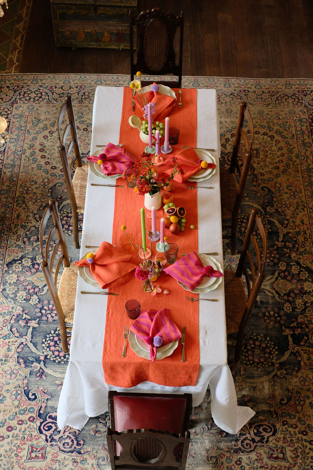 Spanish Orange Linen Table Runner