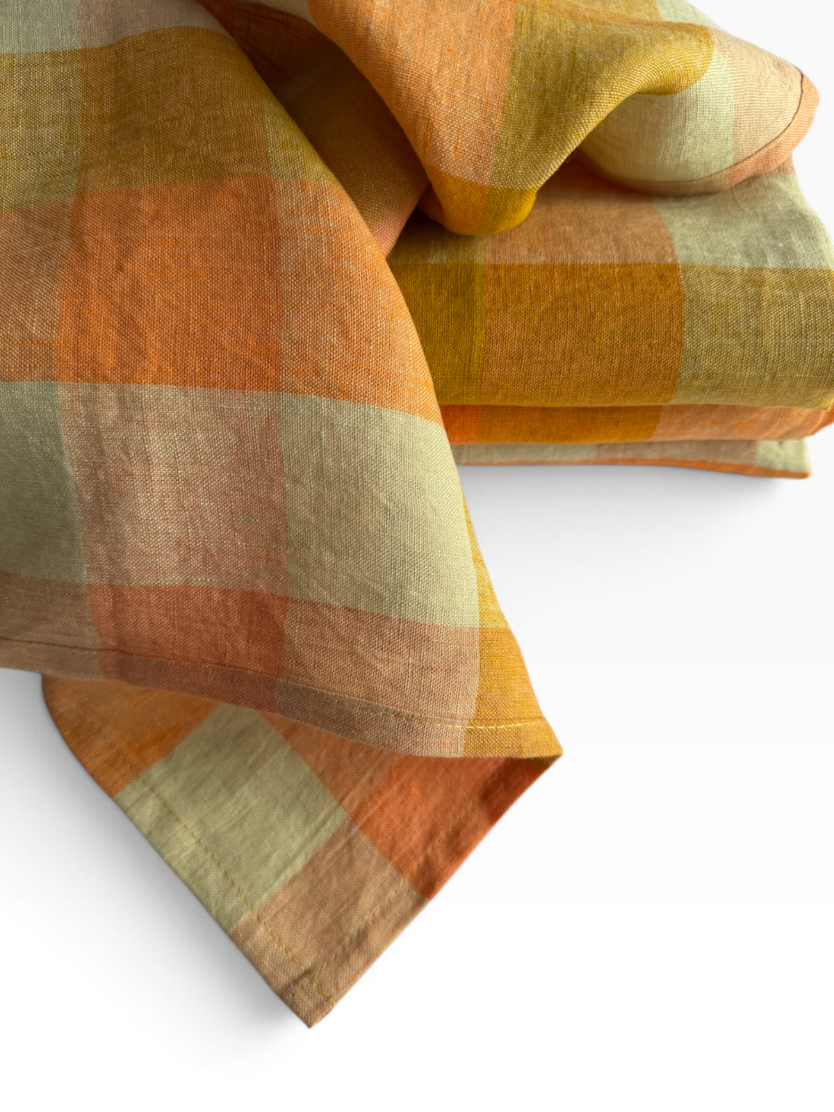 Harvest Glow Checkered Linen Napkins