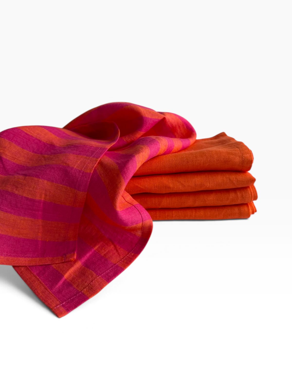 Tropic Bloom Striped Linen Napkins