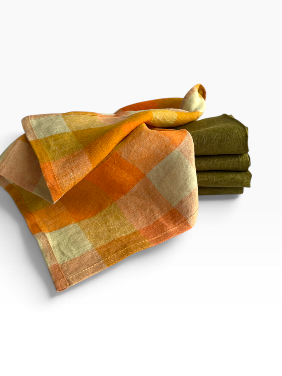 Harvest Glow Checkered Linen Napkins