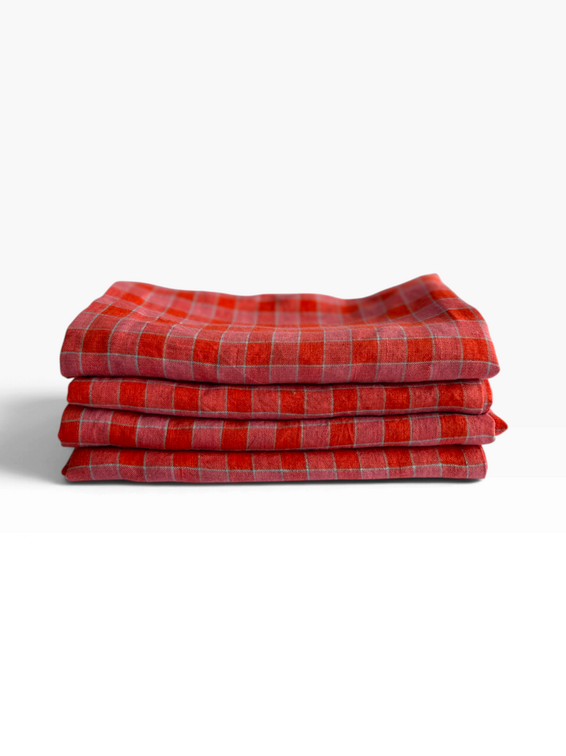 Rhubarb Checked Linen Napkins by Everyday Normal, photo 1