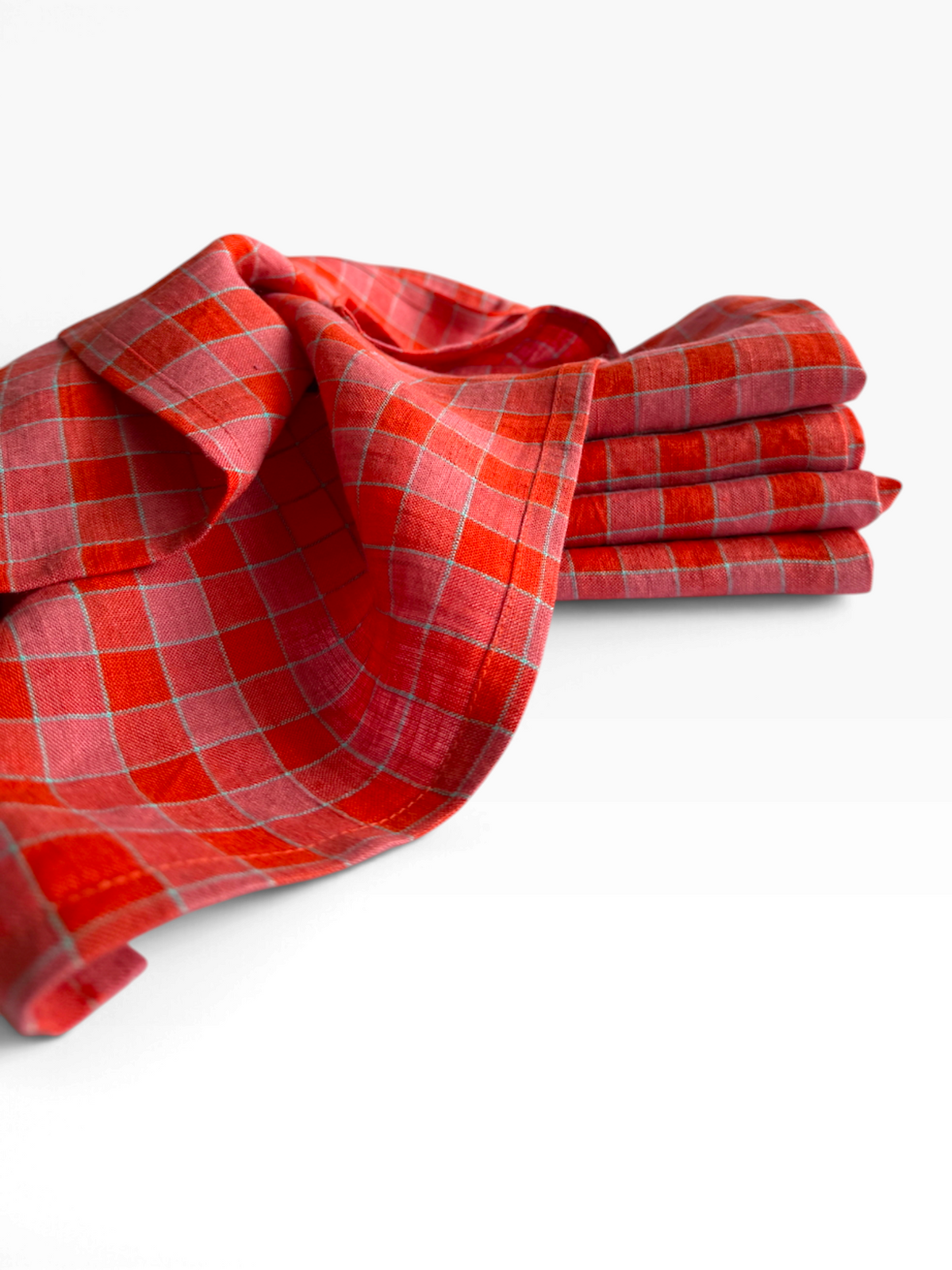 Rhubarb Checked Linen Napkins by Everyday Normal, photo 3