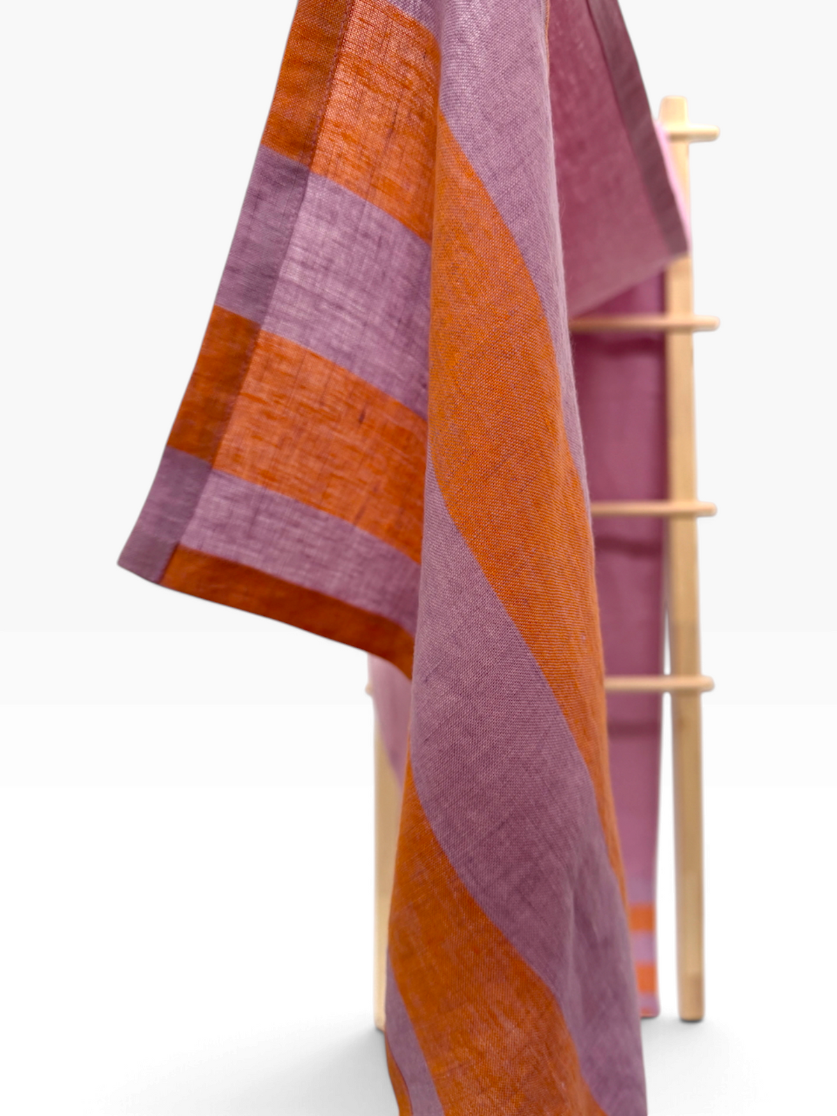 Lavender and Orange Stripe Linen Table Runner