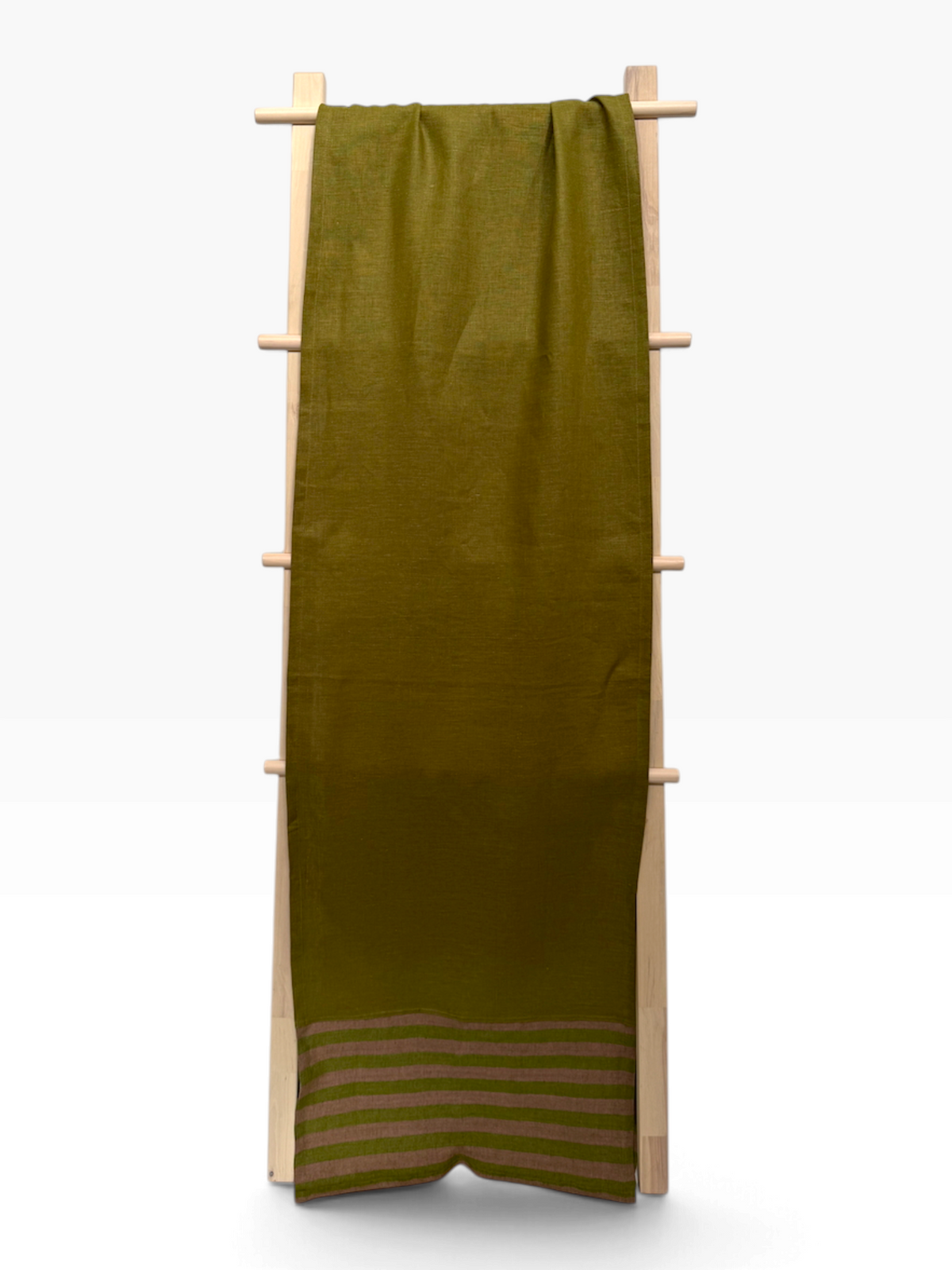 Olive and Mocha Stripe Linen Table Runner