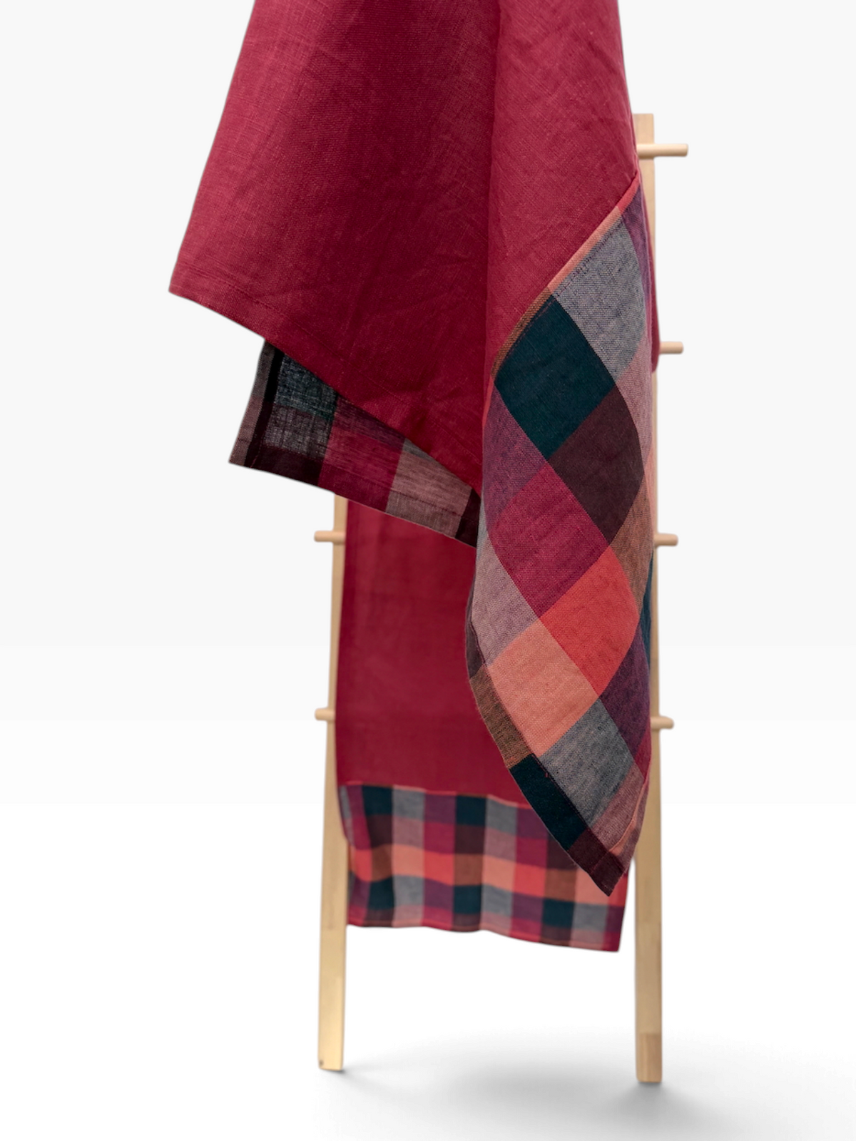 Summer Field Check Linen Table Runner