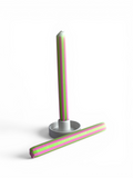 Neon Pink & Green Pinstripe Dinner Candle