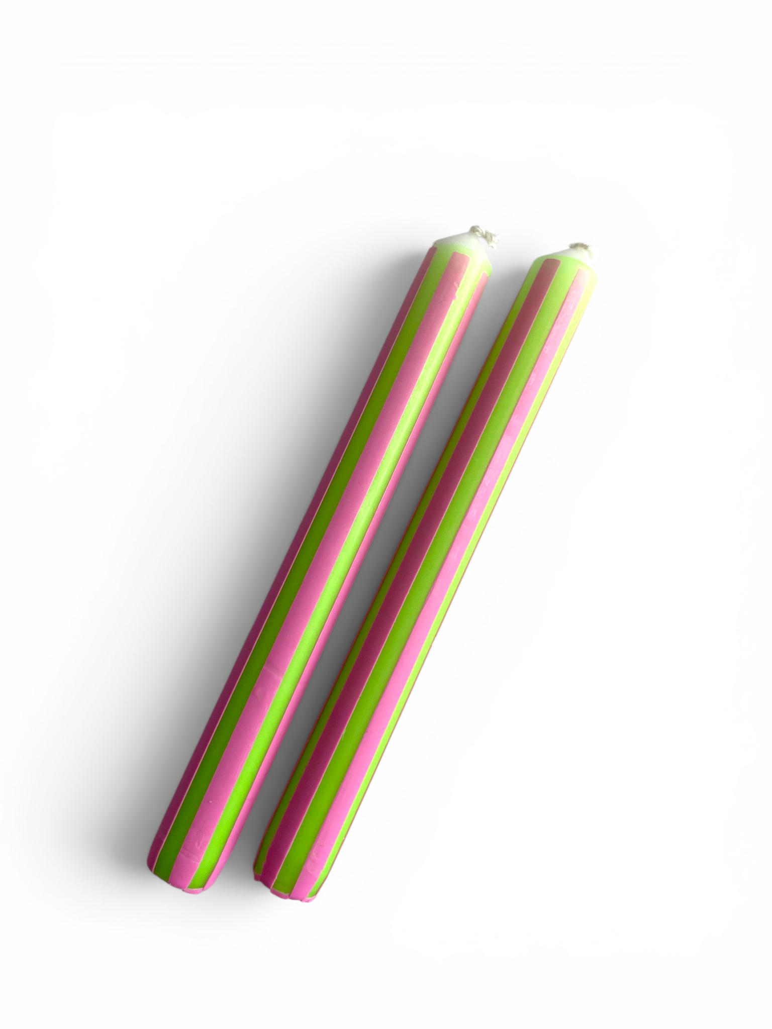 Neon Pink & Green Pinstripe Dinner Candle