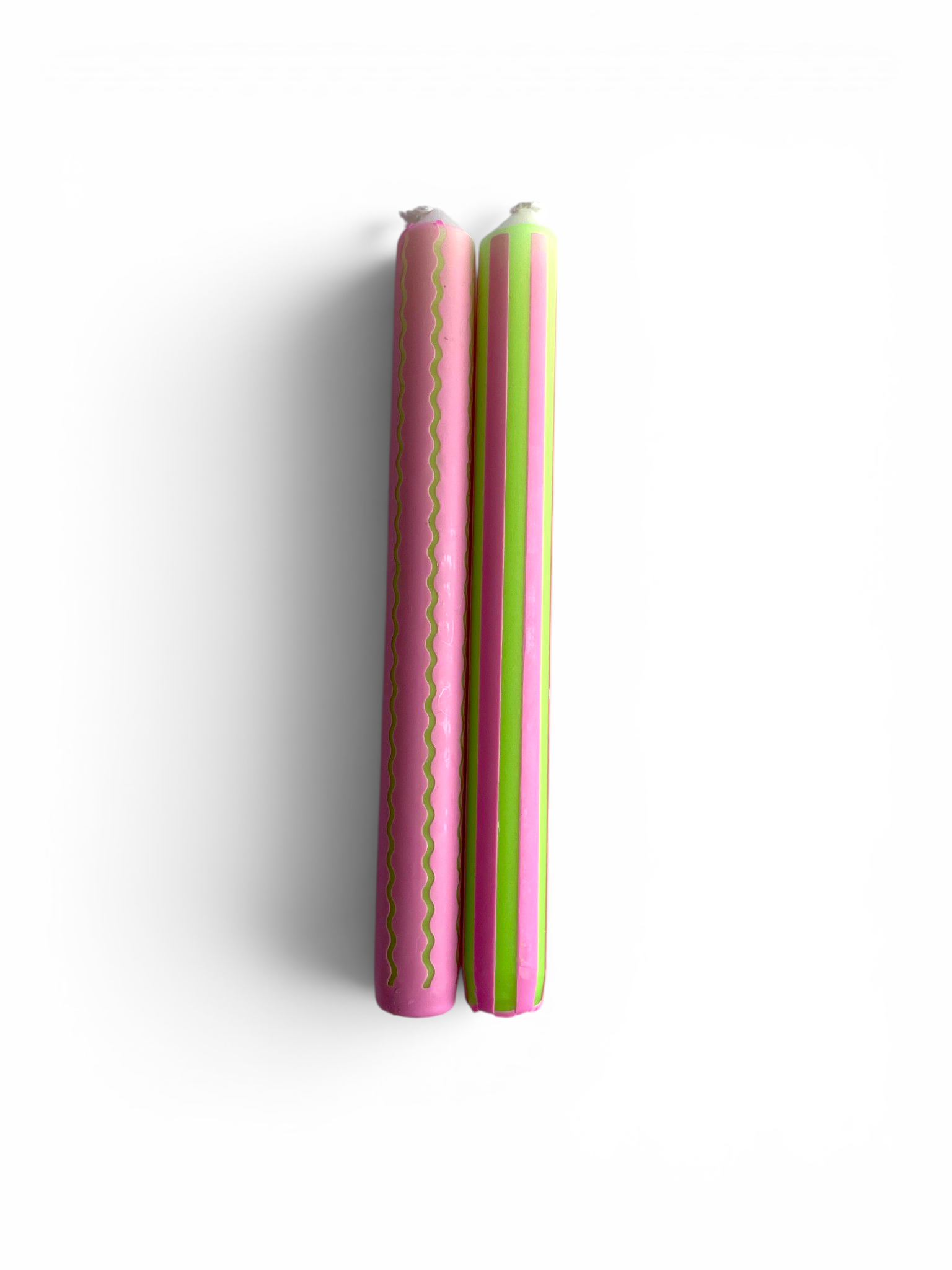 Neon Pink & Green Wiggle Dinner Candle