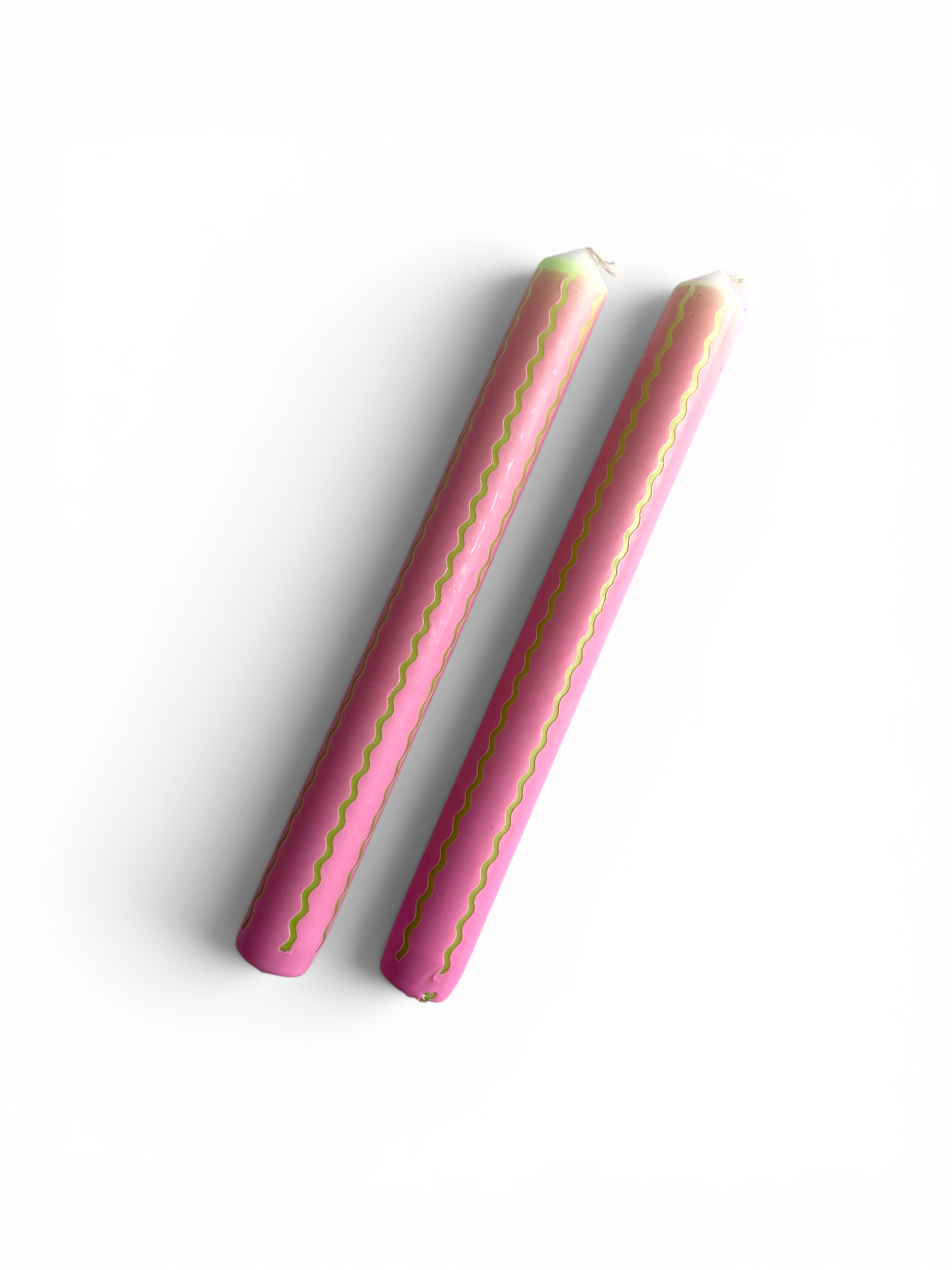 Neon Pink & Green Wiggle Dinner Candle
