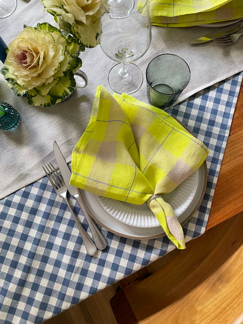 Match Point – Chartreuse Plaid Linen Napkins
