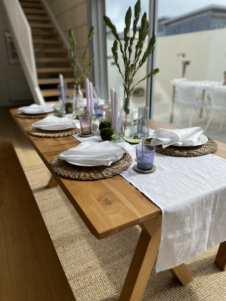 Alabaster Linen Table Runner