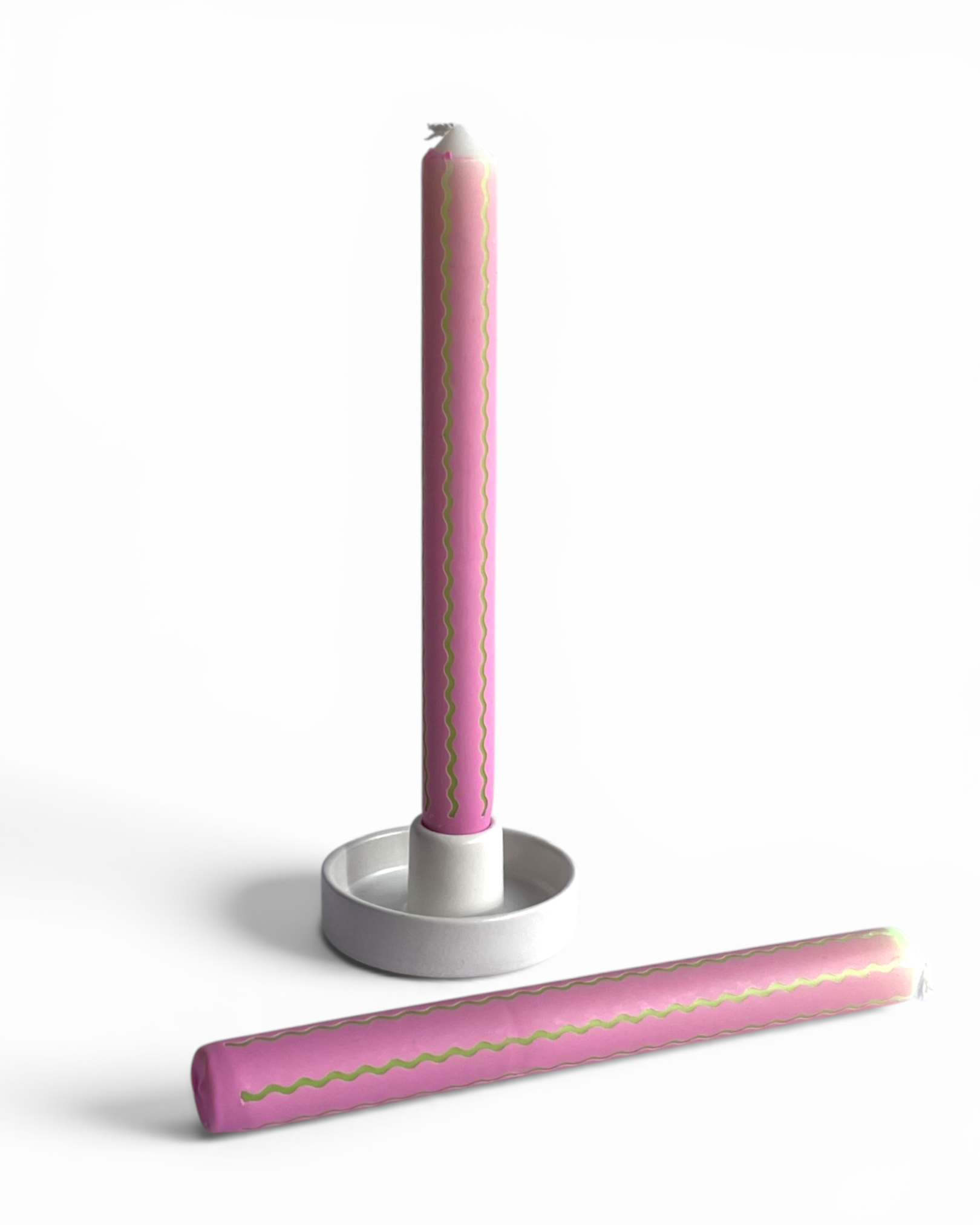 Neon Pink & Green Wiggle Dinner Candle