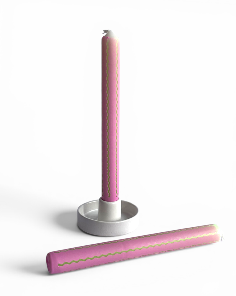 Neon Pink & Green Wiggle Dinner Candle by Everyday Normal, photo 1