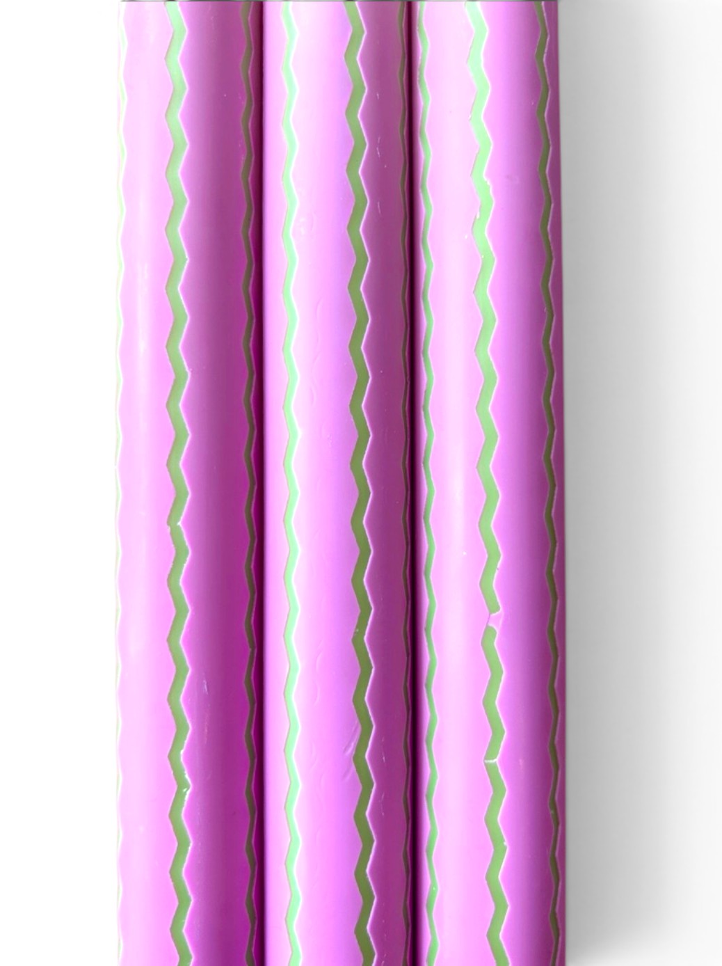 Neon Pink & Green Wiggle Dinner Candle