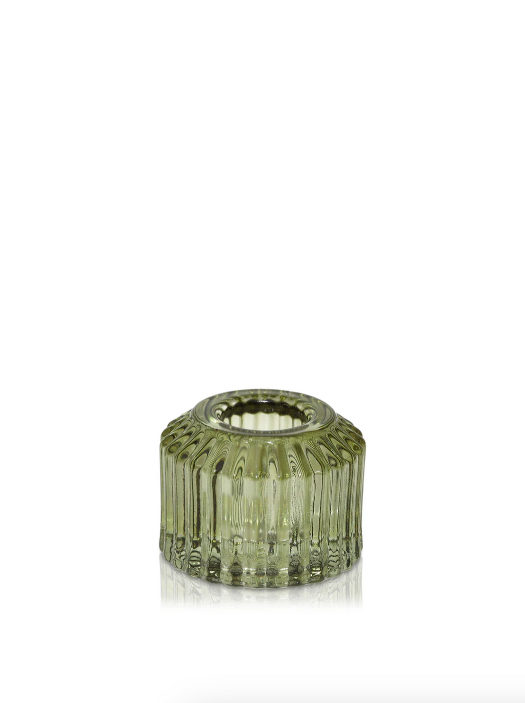 Chartreuse Glass Candle Holder - Short