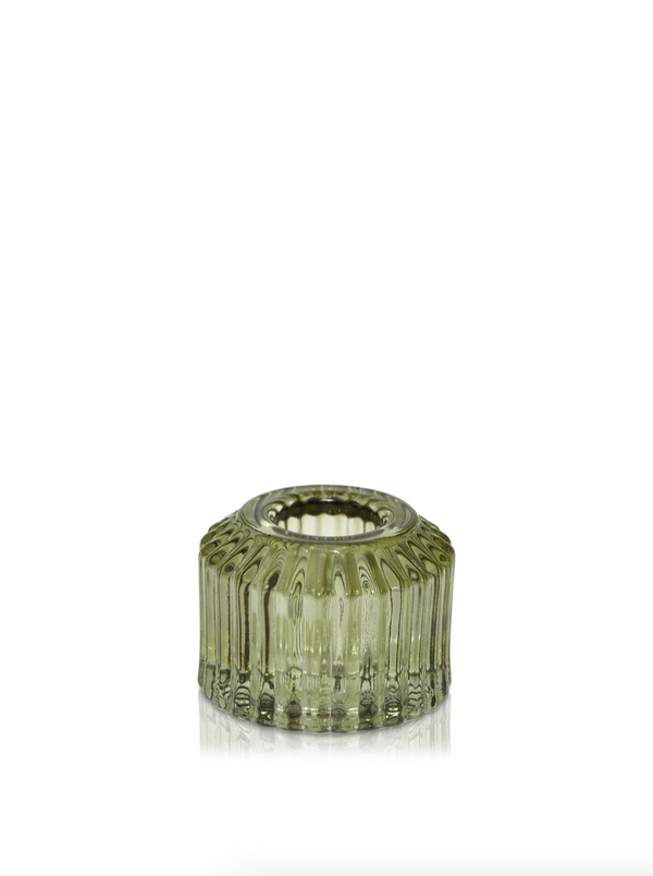 Chartreuse Glass Candle Holder - Short