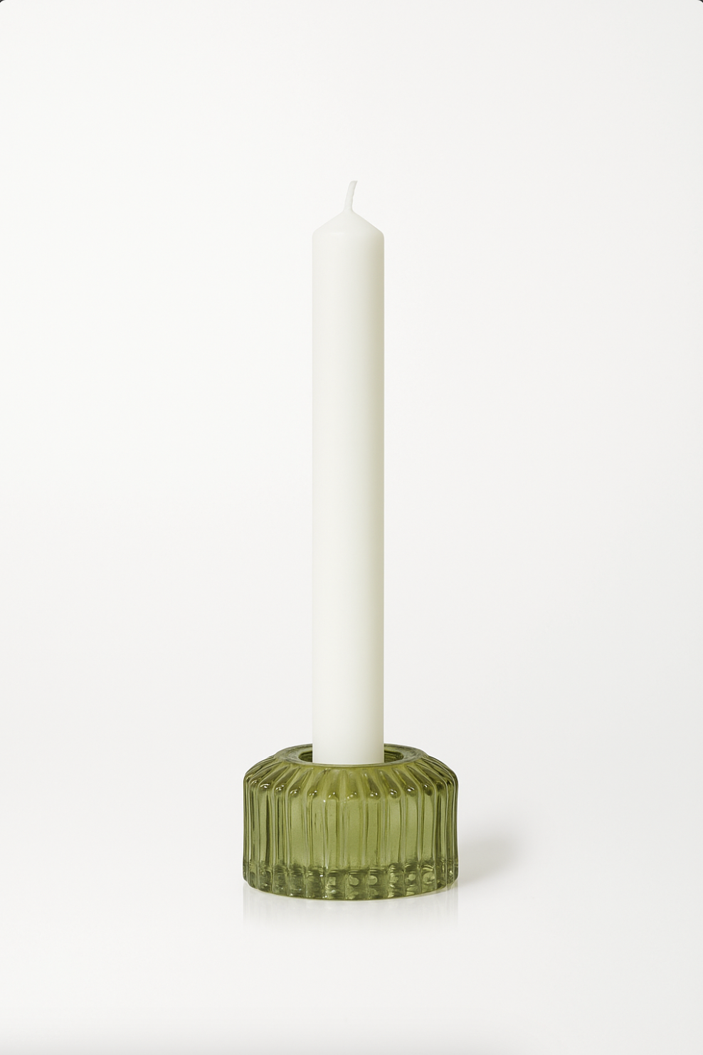 Chartreuse Glass Candle Holder - Short