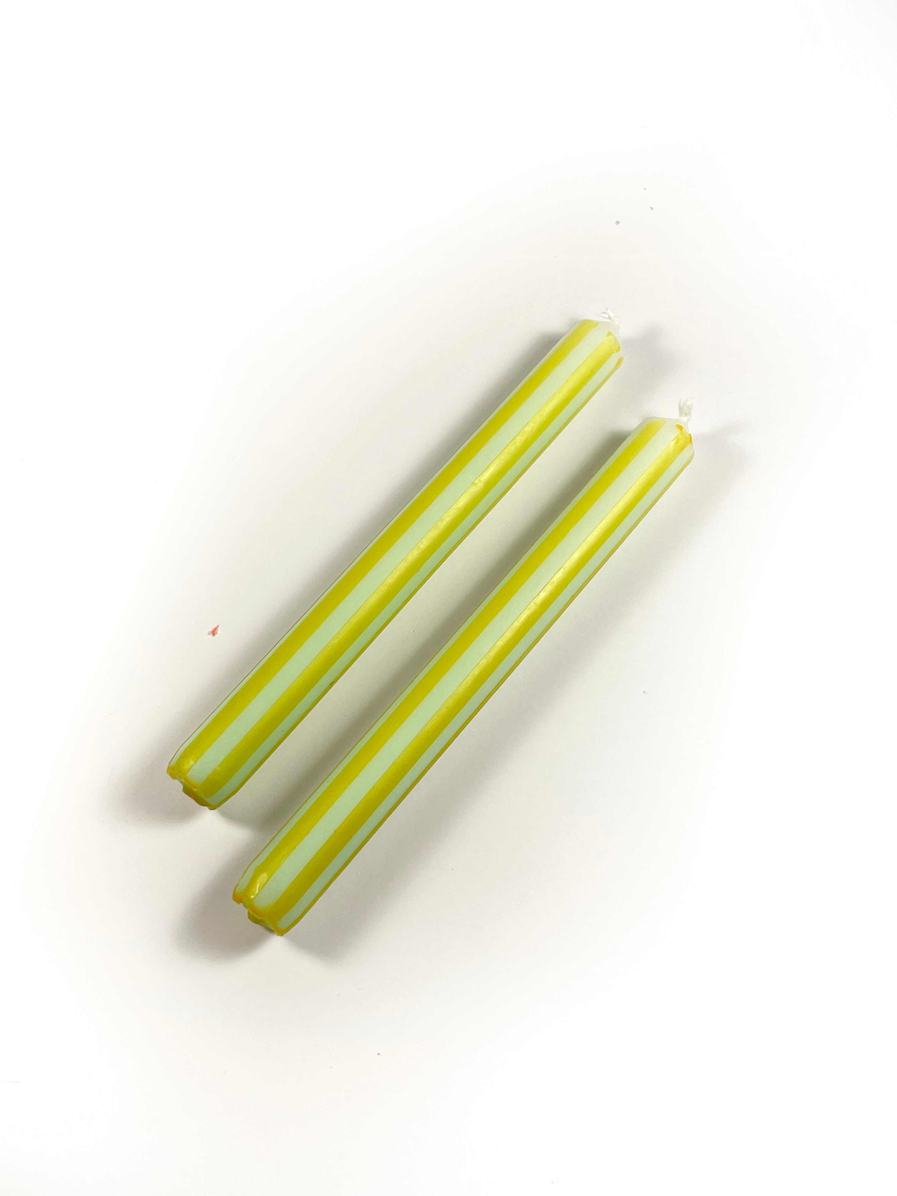 Mint and Lime Stripe Dinner Candle