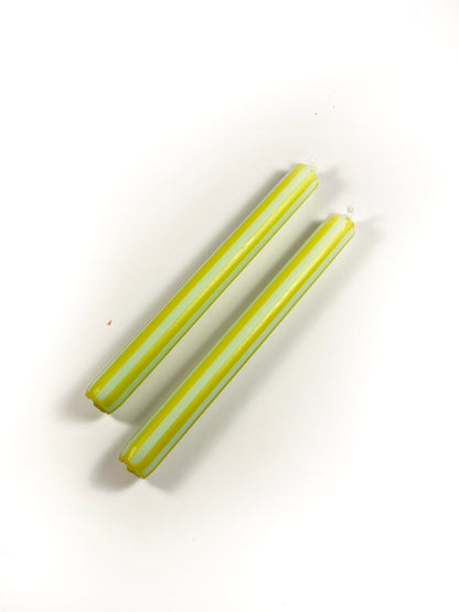 Mint and Lime Stripe Dinner Candle