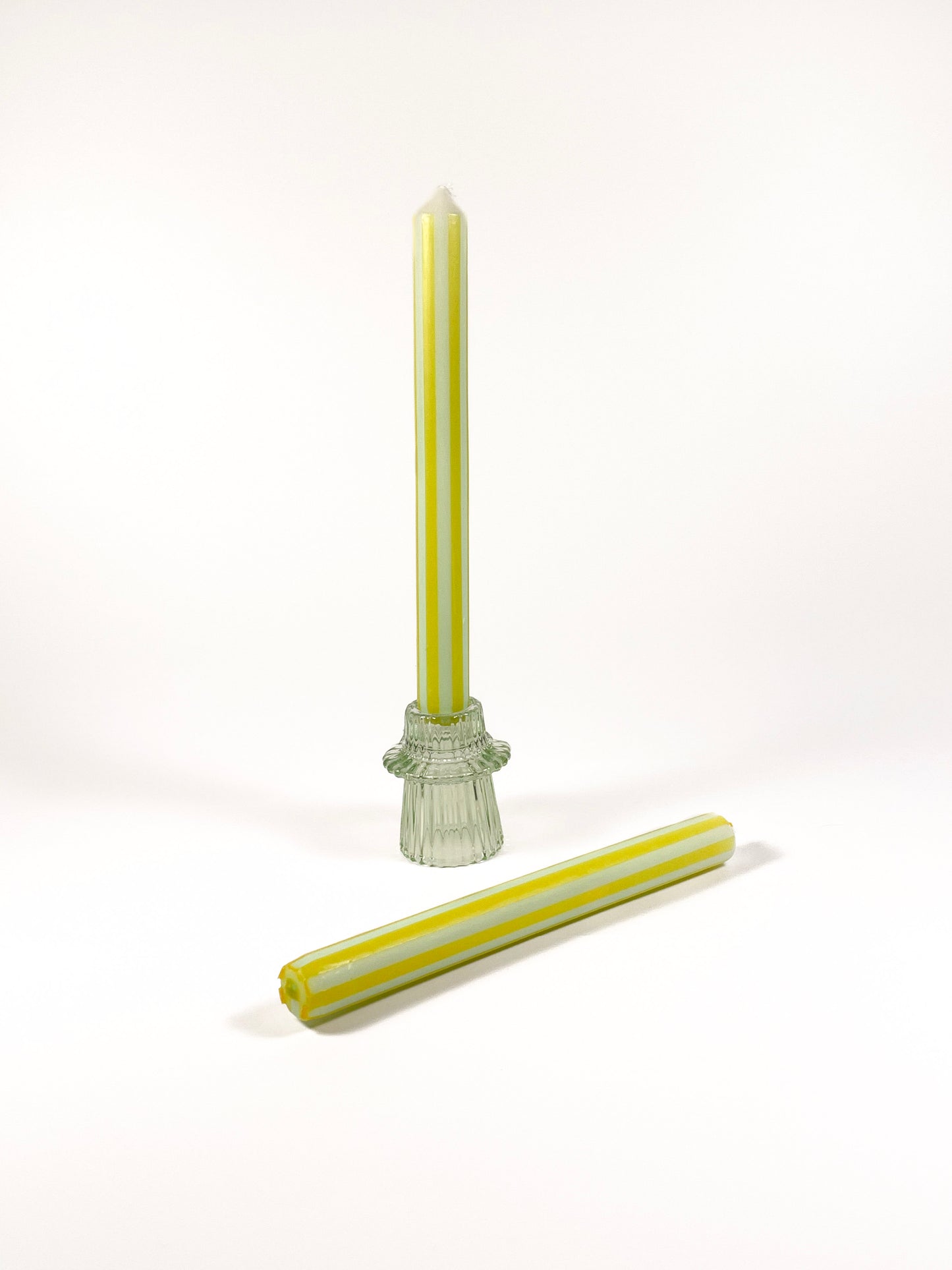 Mint and Lime Stripe Dinner Candle