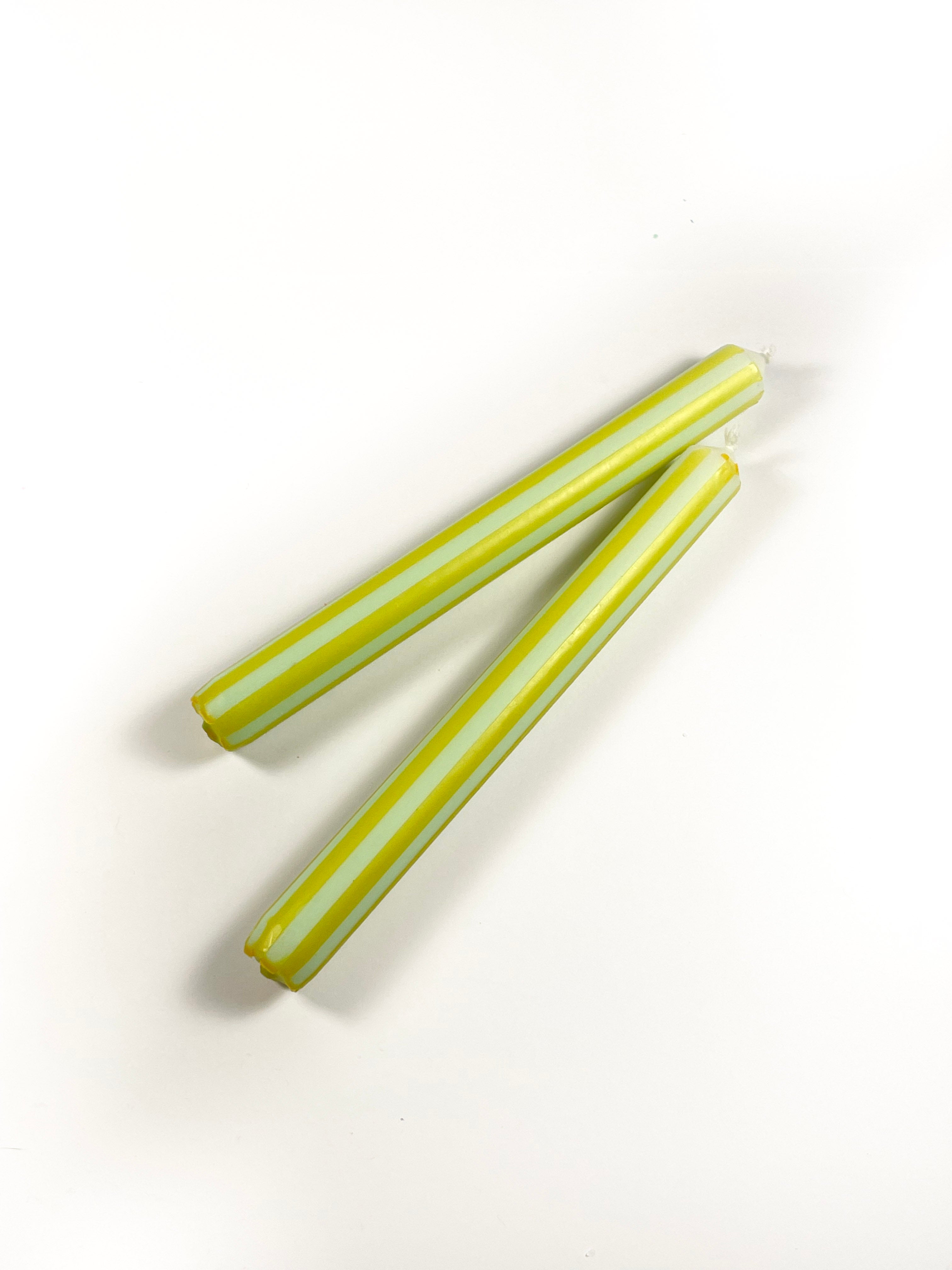 Mint and Lime Stripe Dinner Candle