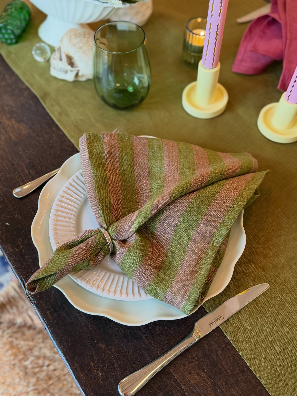 Spring Meadow Stripe Linen Napkins