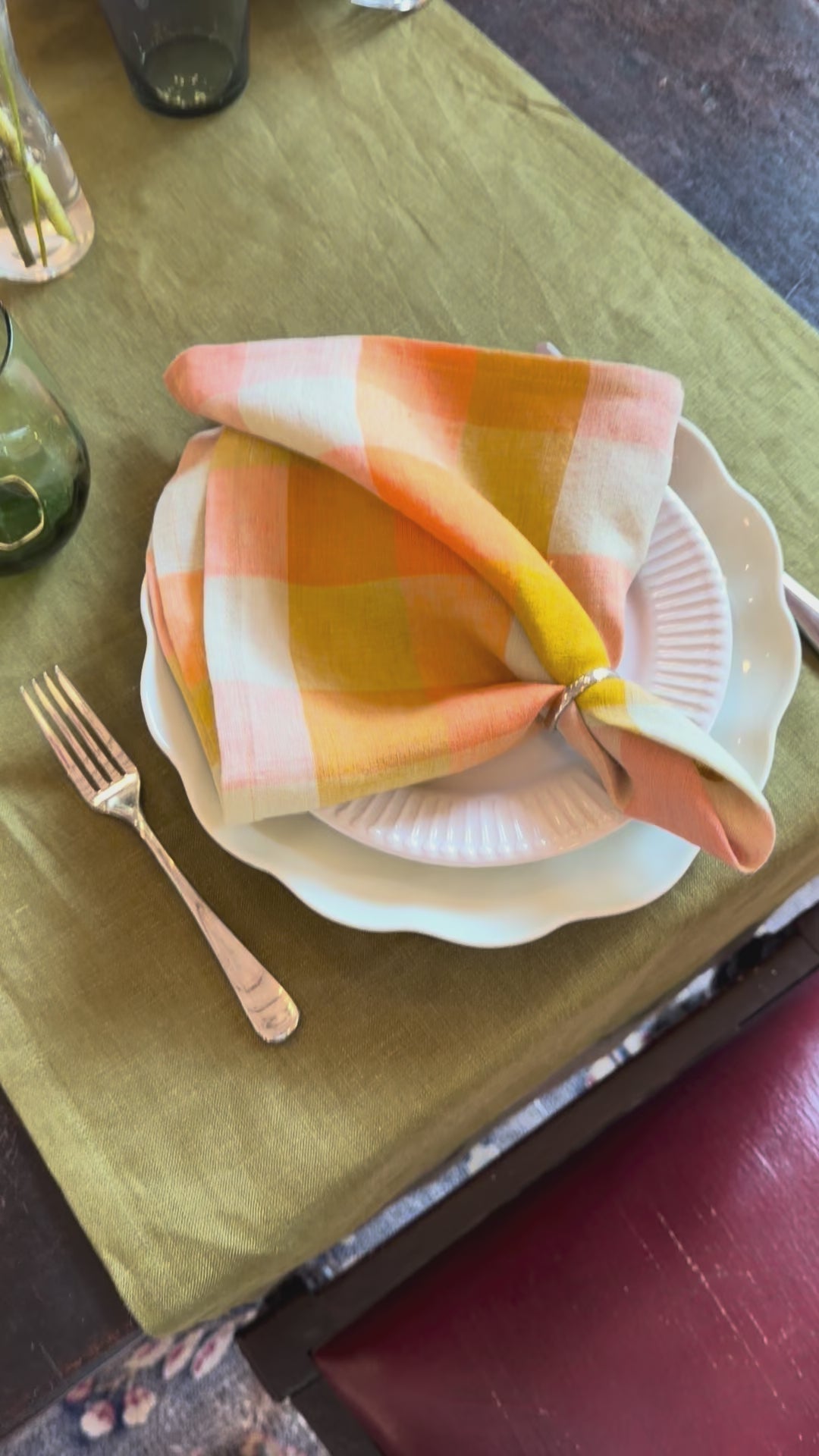 Harvest Glow Checkered Linen Napkins