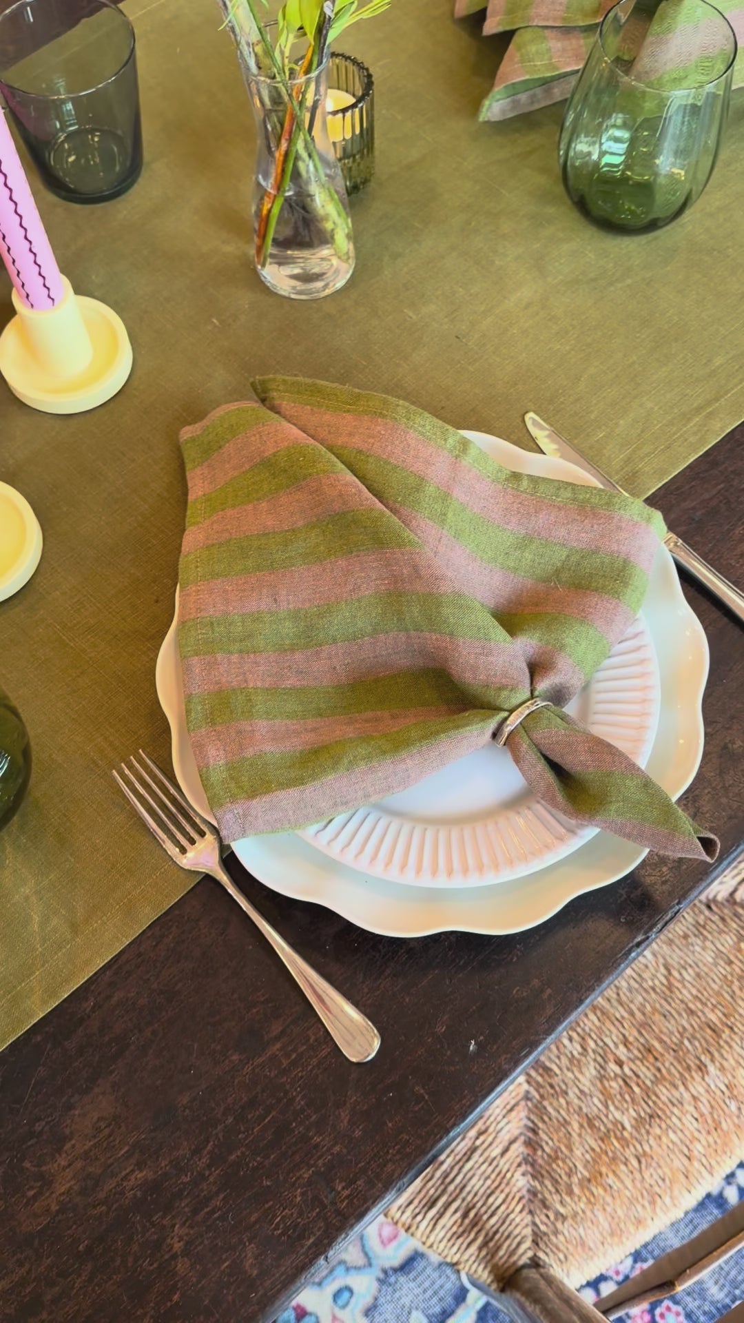 Spring Meadow Stripe Linen Napkins